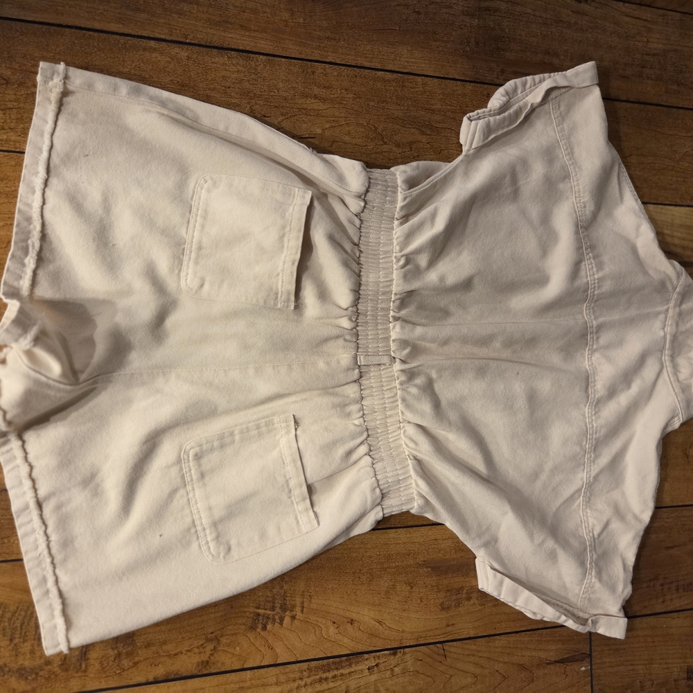 Beige Button-Up Romper - Picture 3 of 4